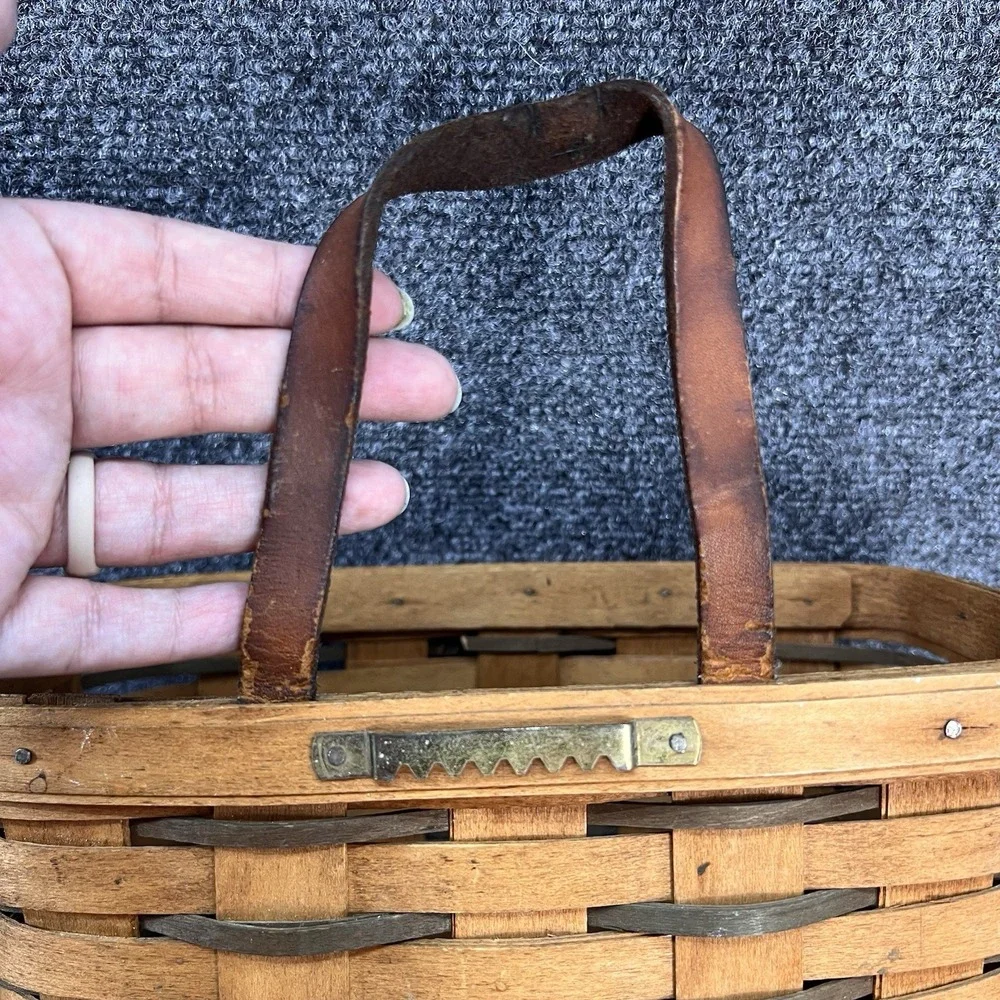 Lot Of 2- '92 Longaberger Handwoven Hanging Leather Strap/ SmallVegetable Basket